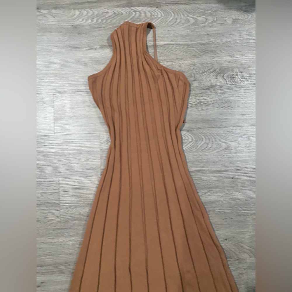 Meshki Adrienne Halter Neck Midi Dress Elegant Tan Medium - Picture 3 of 6
